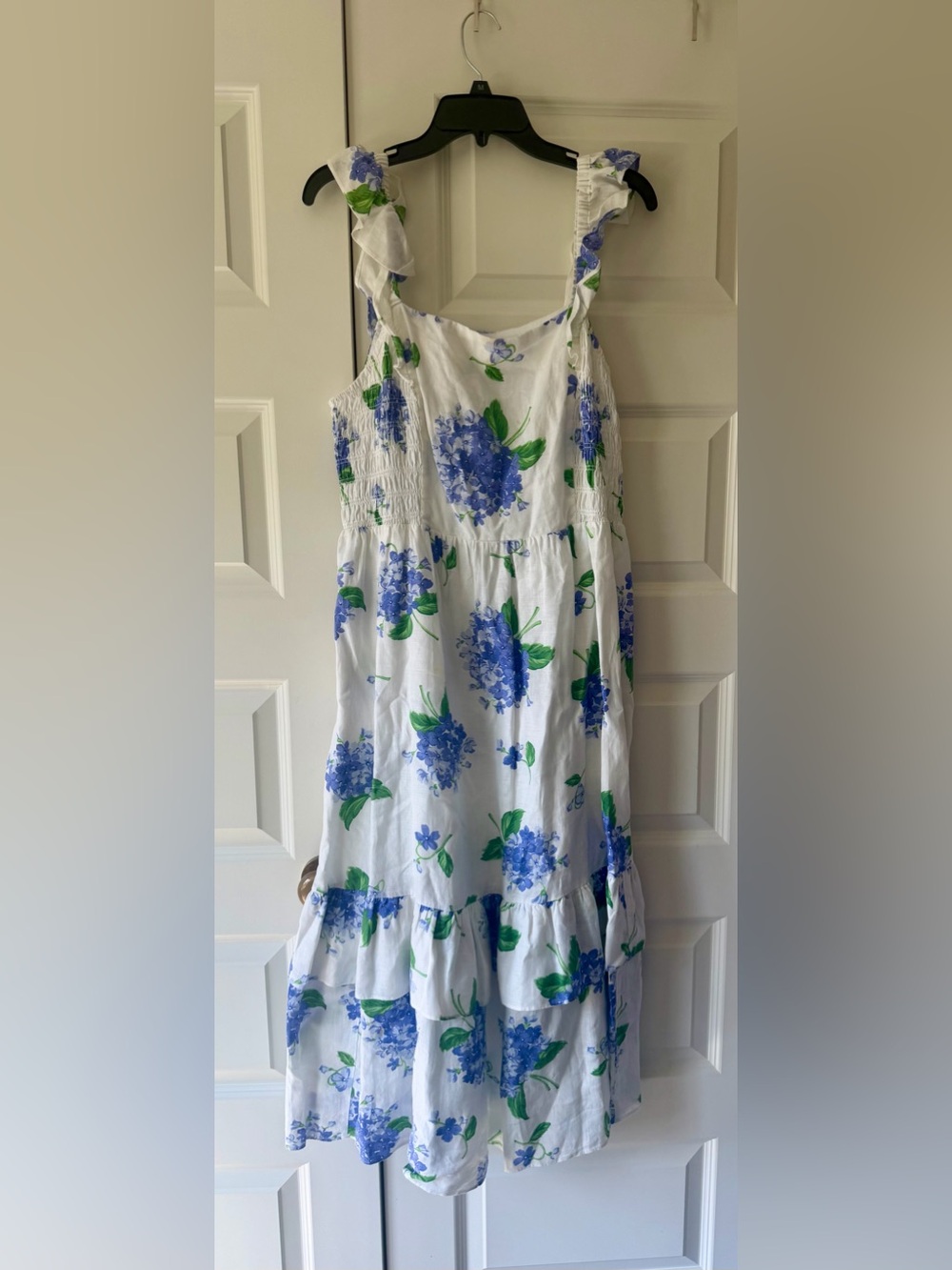 Draper James White Maxi Skirt with Blue Floral Print